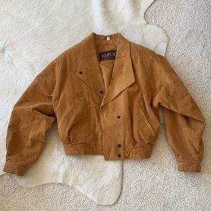 Vintage Oversized Leather Puffy Moto Bomber Jacket